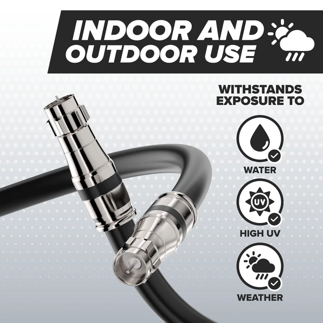 Alt view image 4 of 5 - THE CIMPLE CO - RG11 Coaxial Cable 30 FT - Indoor/Outdoor Dual-Shielded Coax Cable for TV Antenna, Satellite Extension, Internet, CATV - Weather-Sealed RG11 Wire 30 Feet (9 Meters), Black