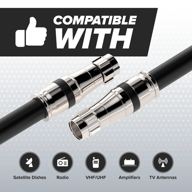 Alt view image 3 of 5 - THE CIMPLE CO - RG11 Coaxial Cable 30 FT - Indoor/Outdoor Dual-Shielded Coax Cable for TV Antenna, Satellite Extension, Internet, CATV - Weather-Sealed RG11 Wire 30 Feet (9 Meters), Black