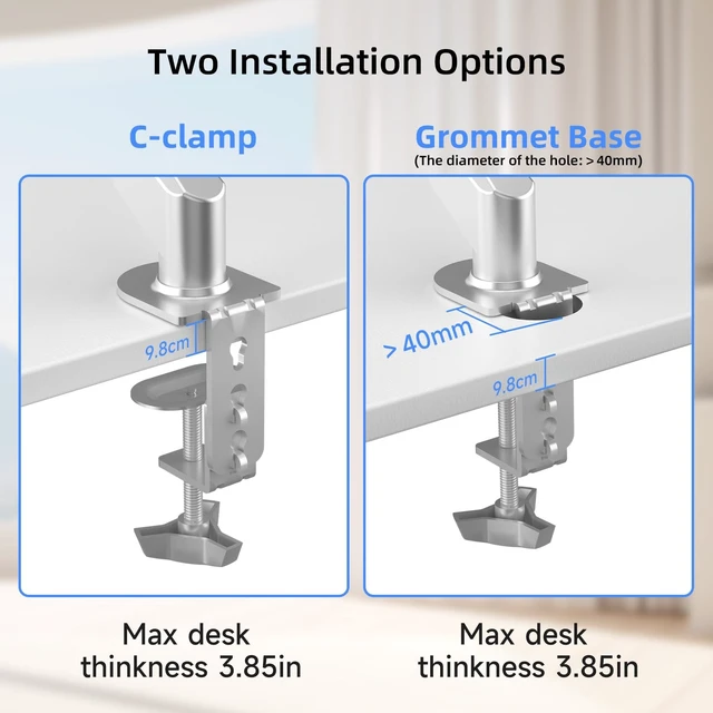 Alt view image 5 of 5 - Suptek Ultrawide Monitor Arm Mount for 17 to 43 Inch Heavy Duty Curved Screen,Holds 28.6 lbs,Adjustable Gas Spring Monitor Arm Desk Mount Stand,75/100 Vesa Mount,Silver(MD71MS)