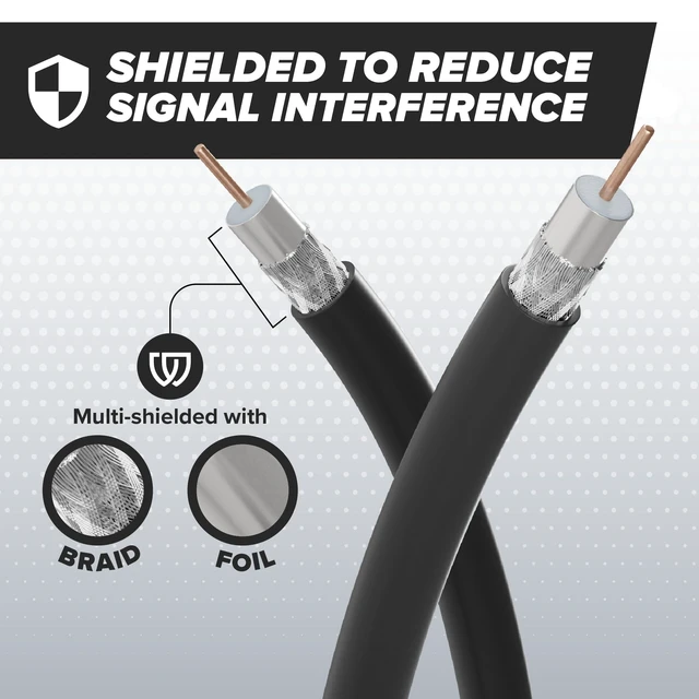 Alt view image 5 of 5 - THE CIMPLE CO - RG11 Coaxial Cable 30 FT - Indoor/Outdoor Dual-Shielded Coax Cable for TV Antenna, Satellite Extension, Internet, CATV - Weather-Sealed RG11 Wire 30 Feet (9 Meters), Black