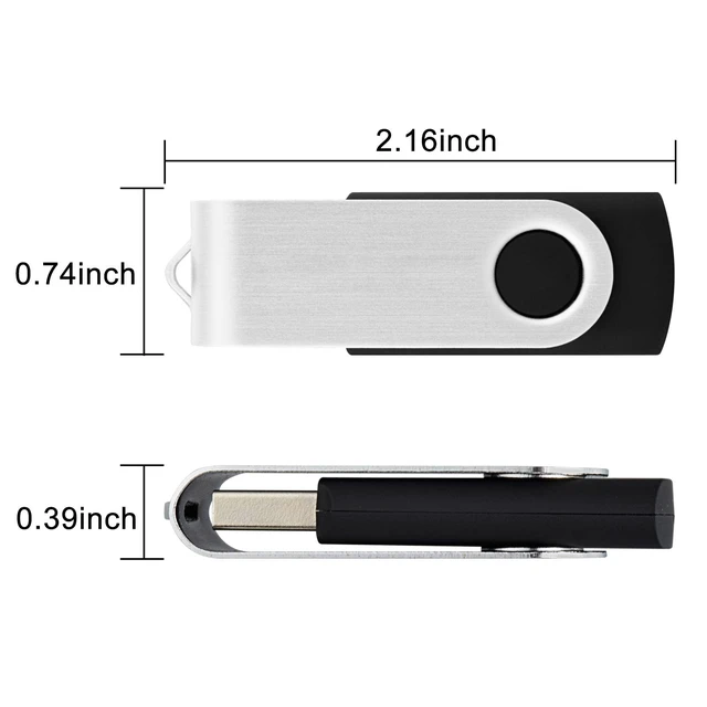 Alt view image 2 of 5 - KOOTION Wholesale Bulk 50 Pack USB Flash Drive 128MB Flash Drive Thumb Drive Flash Drives Swivel Memory Stick, Black