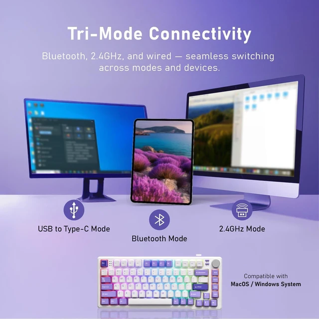 Alt view image 2 of 5 - iRocks K103R RGB 75% Mechanical Gaming Keyboard w/Knob, Bubble Switch