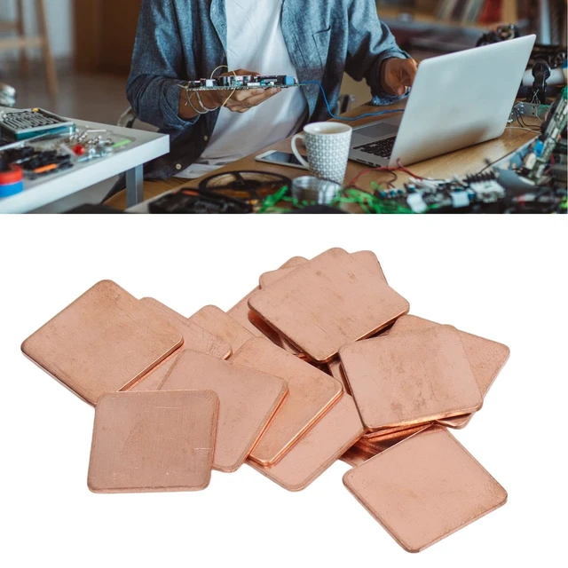 Alt view image 3 of 5 - Heatsink Copper Pad Shim Thermal Pad Shim 100Pcs Pure Copper Plate Cooler For CPU GPU PC Phone Cooling (20 * 20 * 1.0MM)
