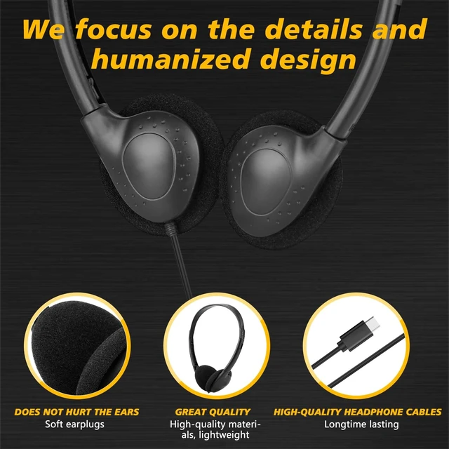Alt view image 2 of 5 - MENGLALA USB Type C Bulk Classroom Headphones 50 Pack for Kids,Wired USB C