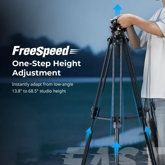 Alt view image 2 of 5 - SmallRig 68.5" Heavy Duty Carbon Fiber Video Tripod AD-50 Max