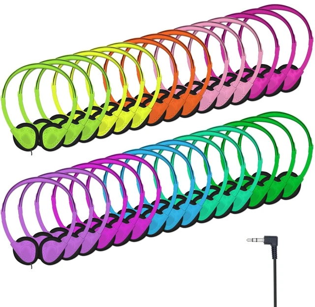 Main image of ZHENWAY 60 Pack Class Set Headphones for Kids Students School Classroom Bulk Earphones Adjustable with 3.5 mm Jack for Library Children Adults(004 Multi Color Headphones)