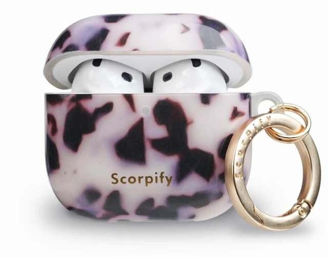 Alt view image 2 of 5 - SCORPIFY for AirPods 4 Case (4th Generation, 2024) with Keychain, Compatible with Apple AirPod 4, Cute Protective Hard Shell Cover, Wireless Charging Earbuds Case for Women - Pink Tortoise Shel