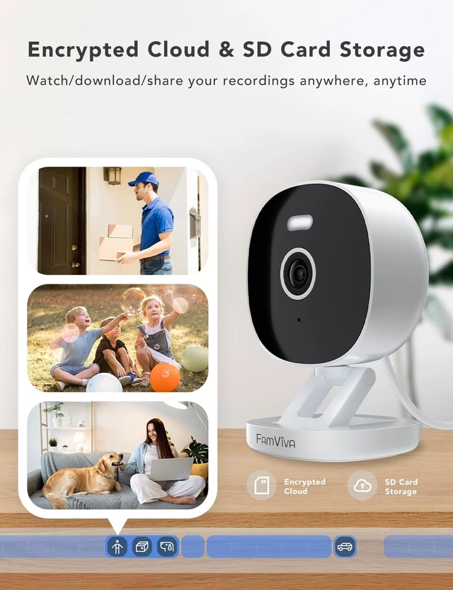 Alt view image 3 of 5 - FAMVIVA 2K Wired Security Camera, Indoor/Outdoor for Home, Pet, Baby, Nanny, IP65 Waterproof Color Night Vision, White Light & Siren, Recording, Motion Detection, Works with Alexa,Plug in, White-4P