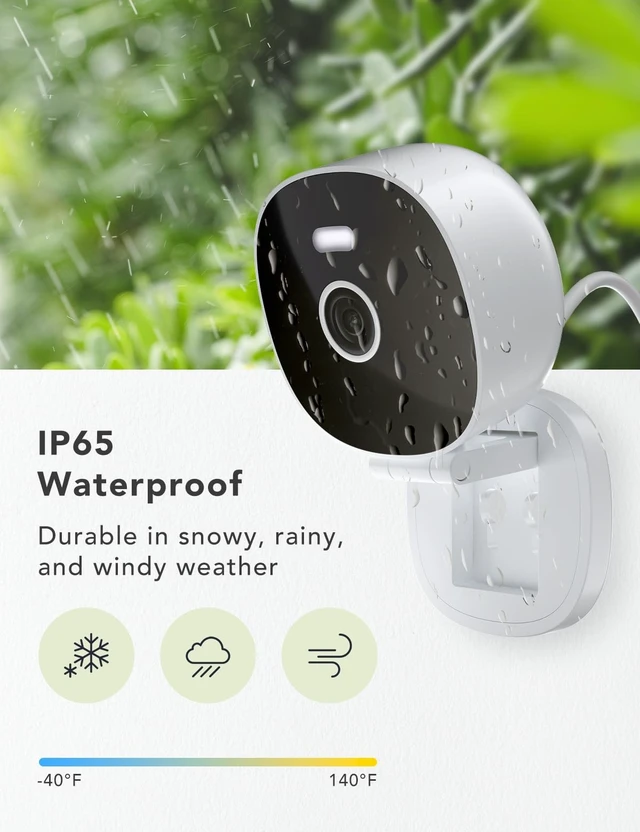 Alt view image 2 of 5 - FAMVIVA 2K Wired Security Camera, Indoor/Outdoor for Home, Pet, Baby, Nanny, IP65 Waterproof Color Night Vision, White Light & Siren, Recording, Motion Detection, Works with Alexa,Plug in, White-4P