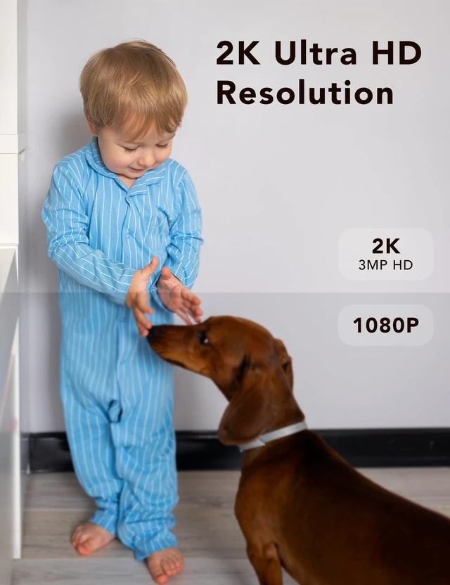 Alt view image 4 of 5 - FAMVIVA 2K Wired Security Camera, Indoor/Outdoor for Home, Pet, Baby, Nanny, IP65 Waterproof Color Night Vision, White Light & Siren, Recording, Motion Detection, Works with Alexa,Plug in, White-4P