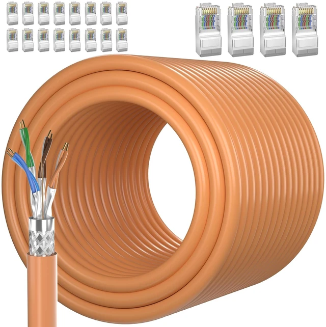 Main image of Cat 7 Outdoor Ethernet Cable 328ft/100M (20 RJ45), Cat7 SFTP Triple Shielded Ethernet Cable Bulk, Heavy Duty, 10Gbps 600MHz, UV Resistant, Waterproof & Direct Burial - Outdoor LAN Cable for Networking