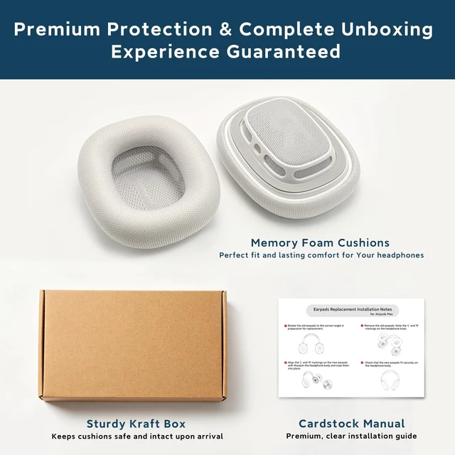 Alt view image 2 of 5 - Floranson Ear Cushions for Apple AirPods Max 2 and AirPods Max, Silver