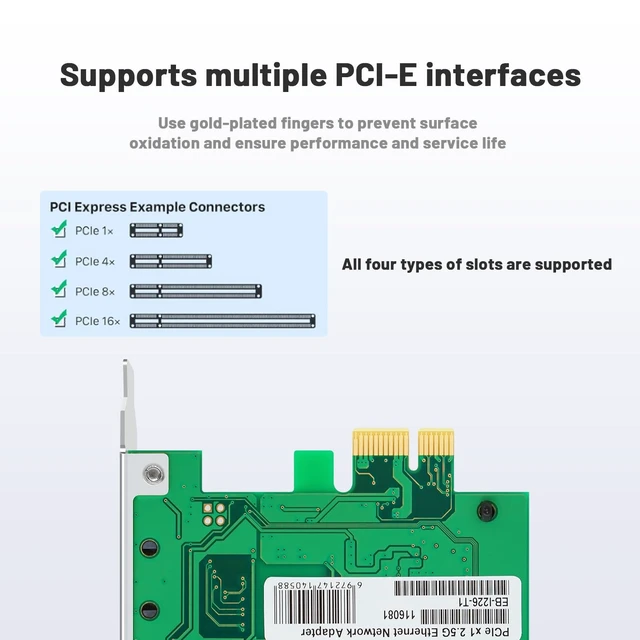 Alt view image 3 of 5 - Lidkew Network Card with Intel I226-V Chip Single Port,2.5G Network Adapter LAN NIC Card 1 RJ45 Ports Ethernet Adapter for Desktop Computer,PCIE X1