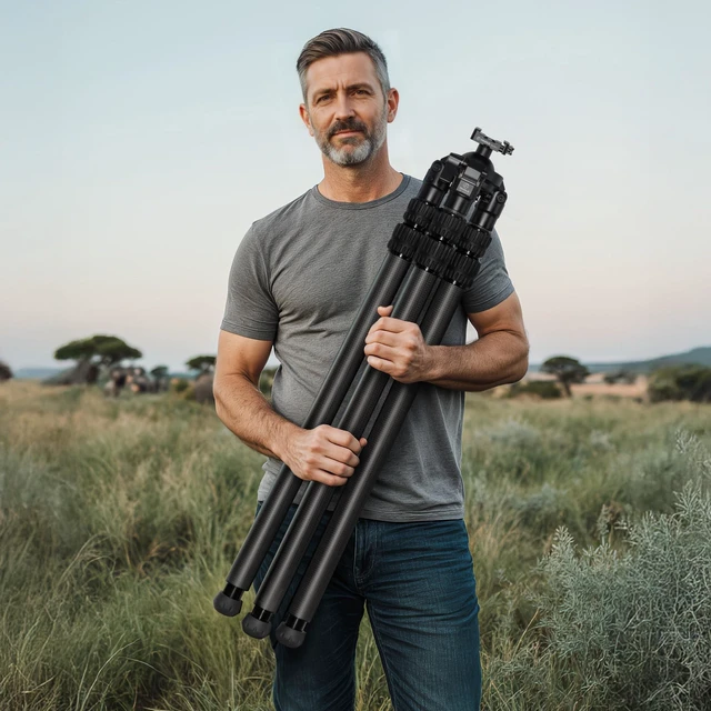 Alt view image 3 of 5 - FANAUE Carbon Fiber Tripod for Shooting for Arca Swiss Quick Release Plate, Hands-Free Operation, Suitable for Hunting, Shooting and Outdoor Activities - HTC-4030-65