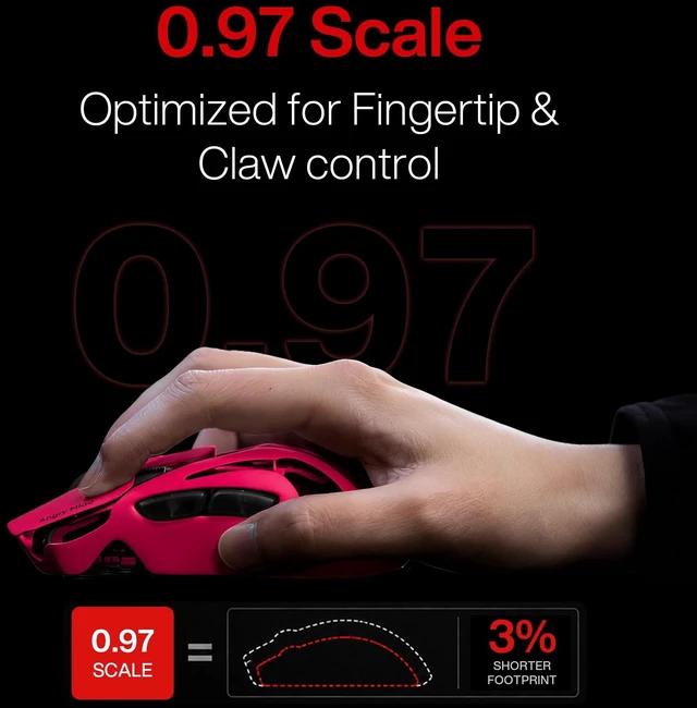 Alt view image 3 of 5 - Angry miao AM Infinity Mouse .97 Wireless Gaming Mouse 47g Ultra-Light PAW3950 Sensor, 8K Dual Polling Rate 30,000 DPI, Claw & Fingertip Grip Optimized, 1.2s Hot-Swap Fast Charge, Tri-Mode Mous