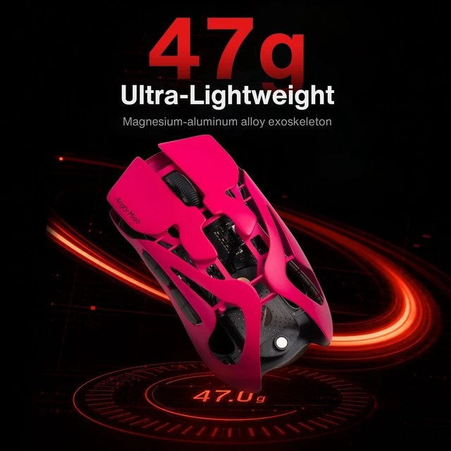 Alt view image 2 of 5 - Angry miao AM Infinity Mouse .97 Wireless Gaming Mouse 47g Ultra-Light PAW3950 Sensor, 8K Dual Polling Rate 30,000 DPI, Claw & Fingertip Grip Optimized, 1.2s Hot-Swap Fast Charge, Tri-Mode Mous