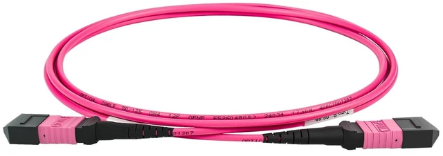 Alt view image 5 of 5 - OPFI MPO Fiber Cable, Type B, 12 Fibers, Multimode-OM4, Magenta, for 40G QSFP+/100G QSFP28 transceiver, MTP Compatible. (3.3ft, Male to Female)