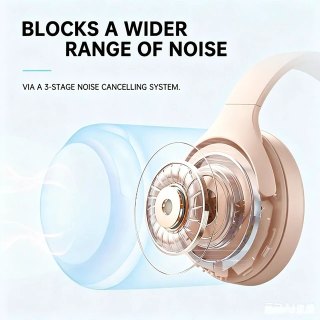 Alt view image 4 of 5 - MLF-W7 Noise Cancelling Headphones Over Ear ANC Headphones Wireless Bluetooth Headphones 500mAh Long Battery Life Active Noise Cancelling Over Ear Headphones Dual Mode Wired/Wireless Be