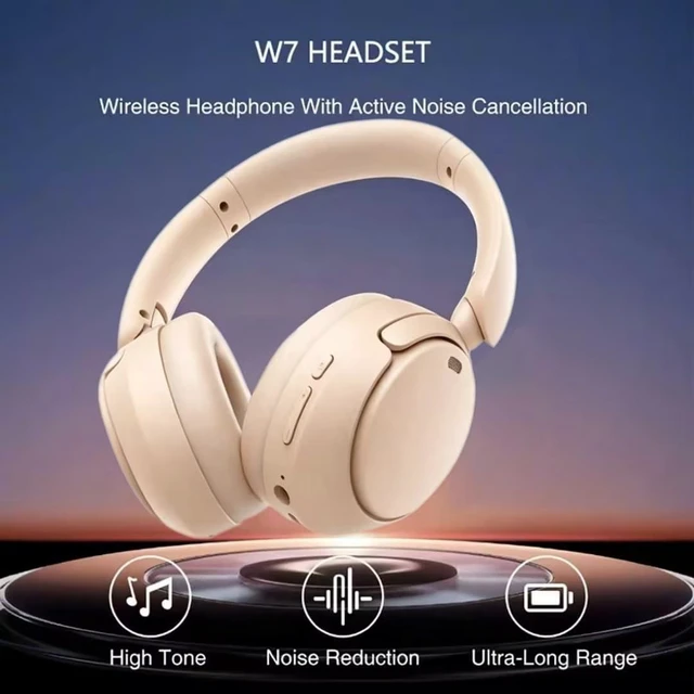 Alt view image 2 of 5 - MLF-W7 Noise Cancelling Headphones Over Ear ANC Headphones Wireless Bluetooth Headphones 500mAh Long Battery Life Active Noise Cancelling Over Ear Headphones Dual Mode Wired/Wireless Be