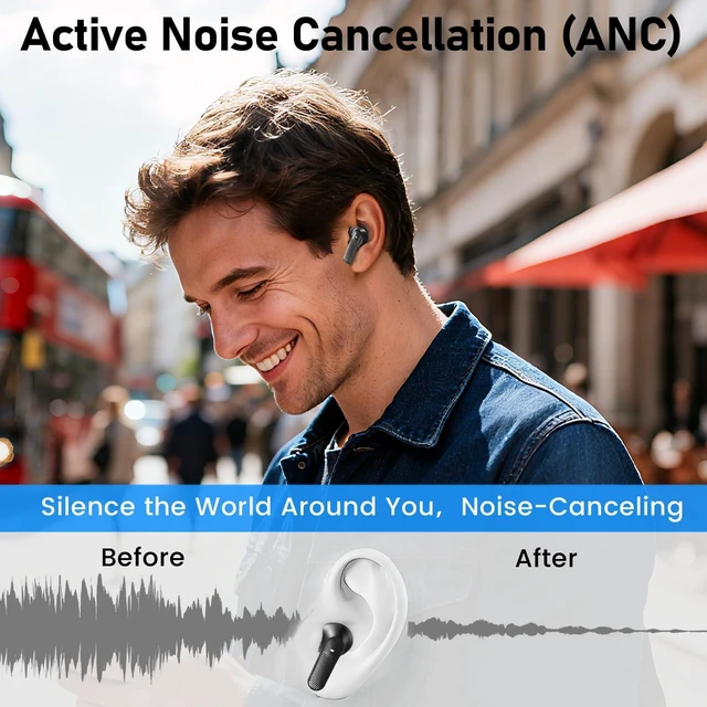 Alt view image 4 of 5 - CXPSUE Wireless Earbuds 2 Pack, ANC in-Ear Bluetooth Headphones, Big Bass Durable, Lightweight Design for Noisy Factories, Gym, and Travel, 60 Hour Long Playtime