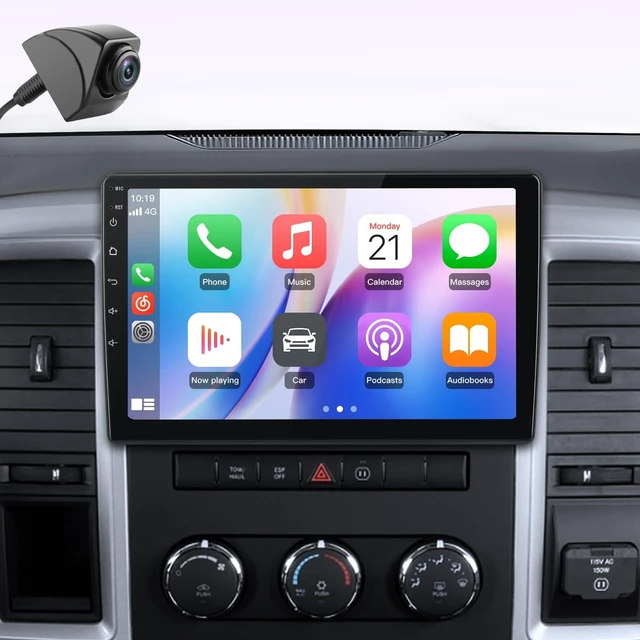 Main image of AWESAFE for Dodge RAM 1500 2500 3500 Radio Upgrade 2009 2010 2011 2012, Touch Screen Car Stereo, Wireless CarPlay Android Auto 4+64GB, Free Camera