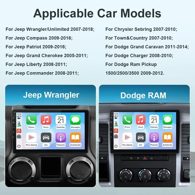 Alt view image 2 of 5 - AWESAFE for Dodge RAM 1500 2500 3500 Radio Upgrade 2009 2010 2011 2012, Touch Screen Car Stereo, Wireless CarPlay Android Auto 4+64GB, Free Camera