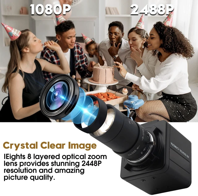 Alt view image 4 of 5 - 8MP USB Camera for Computer, 5-50mm 10X Optical Zoom, Ultra HD 4K Webcam