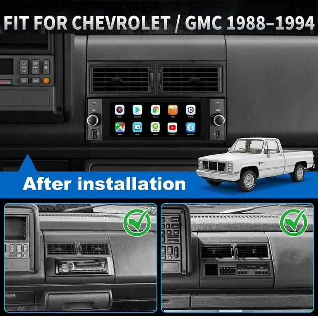 Alt view image 2 of 5 - Car Radio for Chevroler GMC Selected Models 1988-1994,Bluetooth Carplay,FM Radio,Touch Screen Stereo