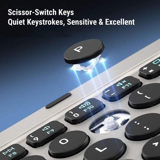 Alt view image 3 of 5 - PUSOKEI Foldable Bluetooth Keyboard with Touchpad, Portable Wireless Keyboard with PU Leather Cover, Connect Up to 3 Devices, Silent Rechargeable Keyboards for Tablet Laptop