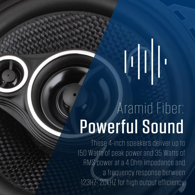 Alt view image 2 of 5 - Jensen APEX JS40K 4" 3-Way Aramid Fiber Car Speakers Pair 150W Peak 35W RMS