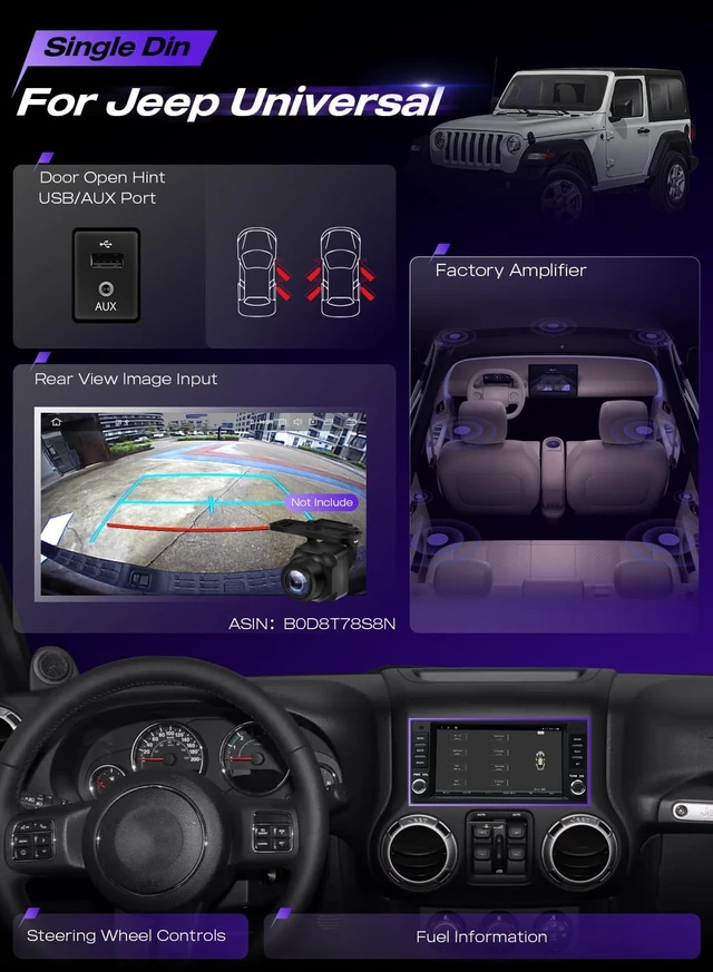 Alt view image 2 of 5 - Firstnav Car Stereo for Jeep Wrangler 2007-2018 & Dodge Ram 1500 2009-2012