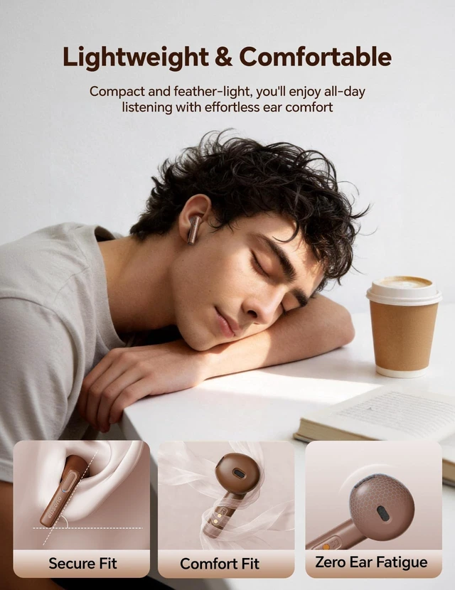Alt view image 3 of 5 - dbsono True Wireless Earbuds Bluetooth Headphones: Ultra-Lightweight Brown