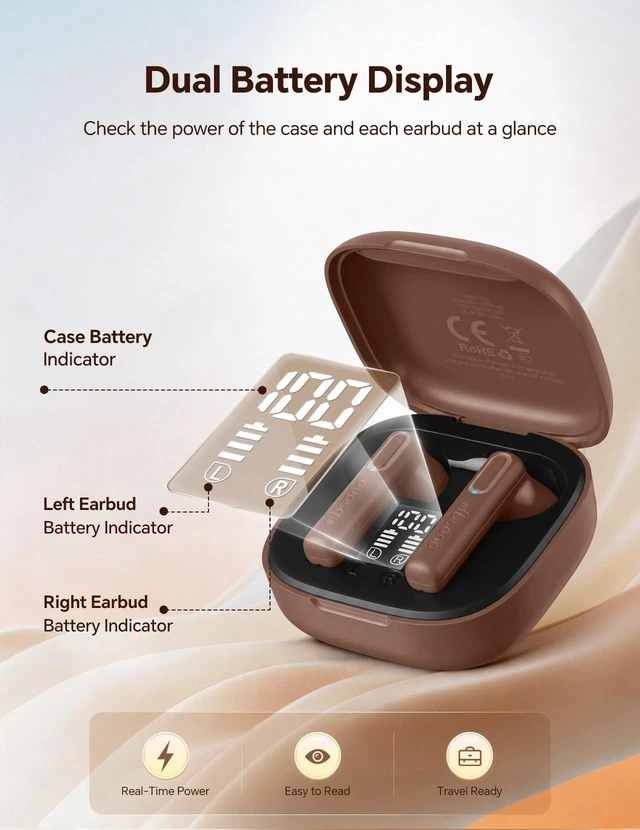 Alt view image 2 of 5 - dbsono True Wireless Earbuds Bluetooth Headphones: Ultra-Lightweight Brown