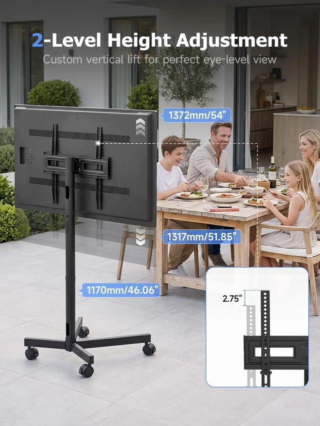Alt view image 3 of 5 - Suptek Rolling TV Stand Height Adjustable for 23-55-65 Inch LCD LED TV