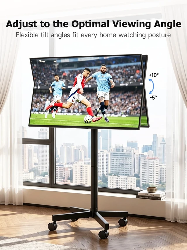 Alt view image 2 of 5 - Suptek Rolling TV Stand Height Adjustable for 23-55-65 Inch LCD LED TV