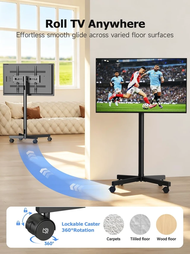 Alt view image 5 of 5 - Suptek Rolling TV Stand Height Adjustable for 23-55-65 Inch LCD LED TV