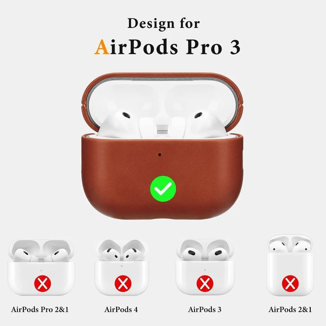 Alt view image 3 of 5 - Anlinser Genuine Leather AirPods Pro 3 Case Compatible with MagSafe