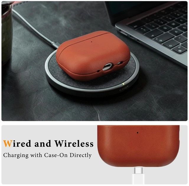 Alt view image 4 of 5 - Anlinser Genuine Leather AirPods Pro 3 Case Compatible with MagSafe