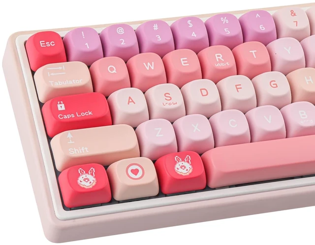 Main image of TYRIXKI PBT Keycaps-131 Keys MOA Profile Creamy Bunny Keycaps