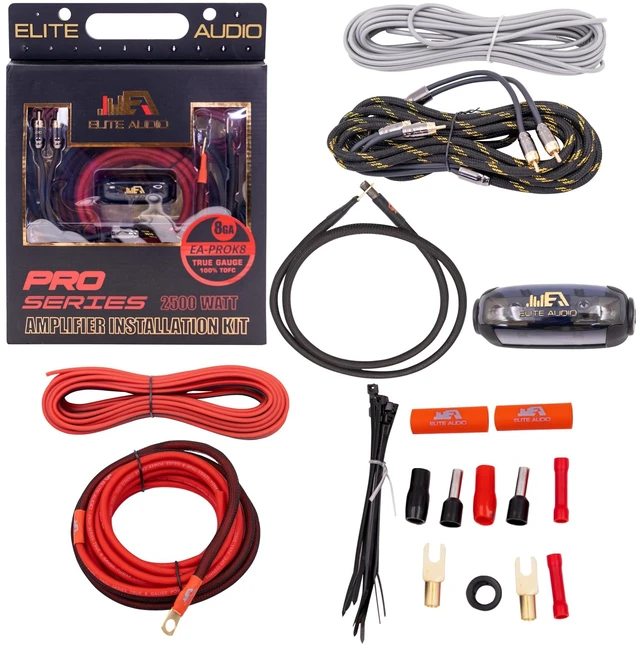 Main image of Elite Audio 8 Gauge Amplifier Wiring Kit, 2500W OFC Amp Install Kit EA-PROK8