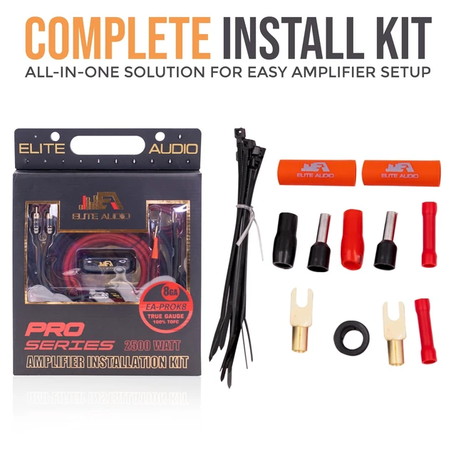 Alt view image 2 of 5 - Elite Audio 8 Gauge Amplifier Wiring Kit, 2500W OFC Amp Install Kit EA-PROK8