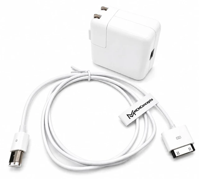 Main image of M MCMConcepts 30 Pin to FireWire Charging Cable Compatible with iPod Classic 1st-7th Gen, Photo, Video & Classic, iPad 1-3 ^^ A1070 Power Adapter