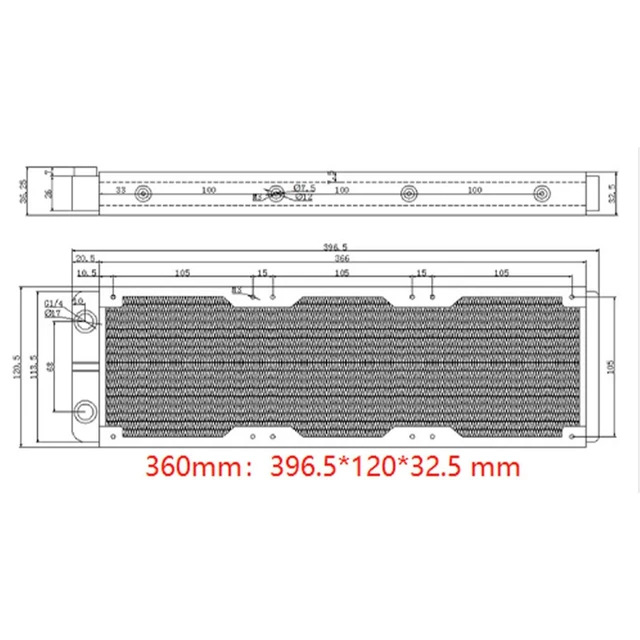 Alt view image 5 of 5 - MUNEFE Thick Computer Radiators, Liquid Heat Exchanger, Computer Heat Exchanger for Computer Water Cooling, Industrial Equipment(360mm)