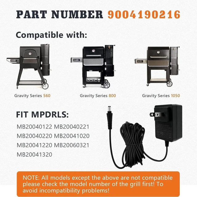 Alt view image 2 of 5 - Power Adapter 9004190216 for Masterbuilt Gravity Series 560/800/1050 XL