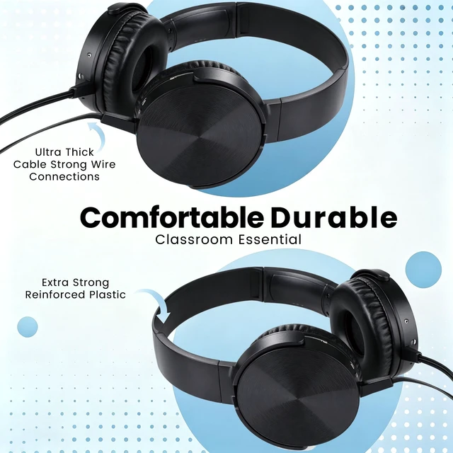 Alt view image 3 of 5 - Yoley Bulk Headphones with Microphone 24 Pack for Classroom,Wholesale Durable Headsets Class Set for School Students Kids and Adult-Black