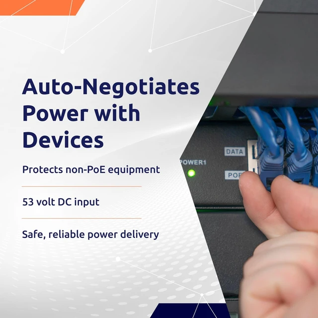 Alt view image 4 of 5 - PoE Texas 12-Port 2.5 Gigabit PoE++ Injector with 1200 Watt Power - IEEE 802.3bt Type 4 Active Midspan - 90 Watts Per Port for WiFi Access Points, PTZ Cameras, PoE Lighting - 1U Rack Mountable