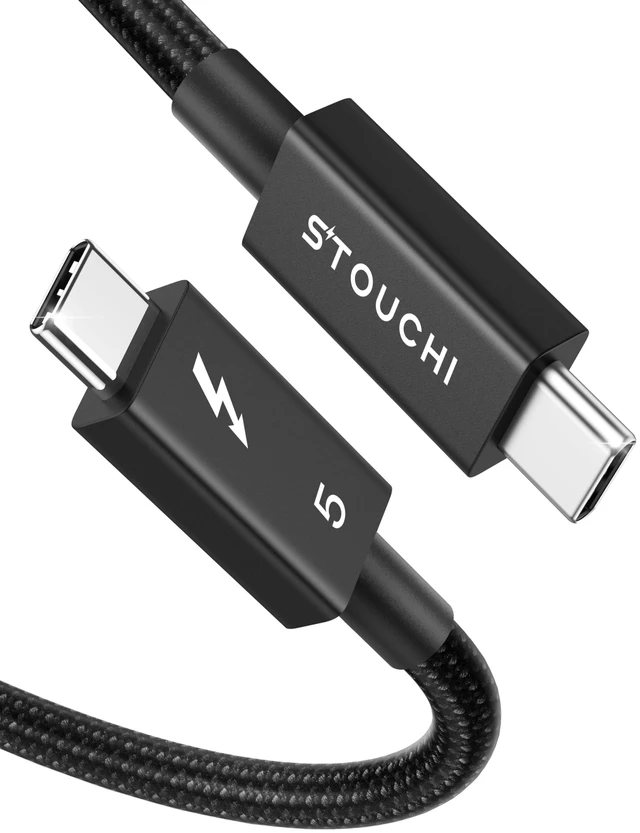 Main image of 2 Packs Intel Certified Thunderbolt 5 Cable 80Gbps, up to 120Gbps Bandwidth, Dual 8K Display, 240W Power, Compatible with Thunderbolt 5/4, USB4, MacBook, SSD, eGPU, Premium Braided Cable, 2.6FT