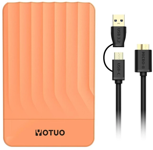 Main image of YOTUO 750GB External Hard Drive, Portable Storage Expansion HDD, USB 3.0 & USB-C for PC, Mac, Desktop, Laptop, Smartphone, PS4, Xbox One, Xbox 360, Office & Game Orange