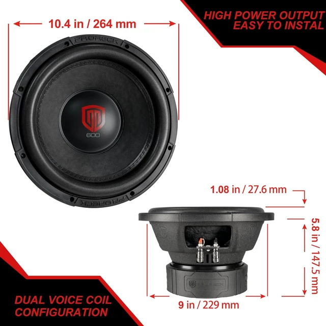 Alt view image 5 of 5 - PRORECK Audio 610 10", Max Power 1800W Max Power Loud 10inch Car subwoofer Dual Easy Mounting (4, Ohms)