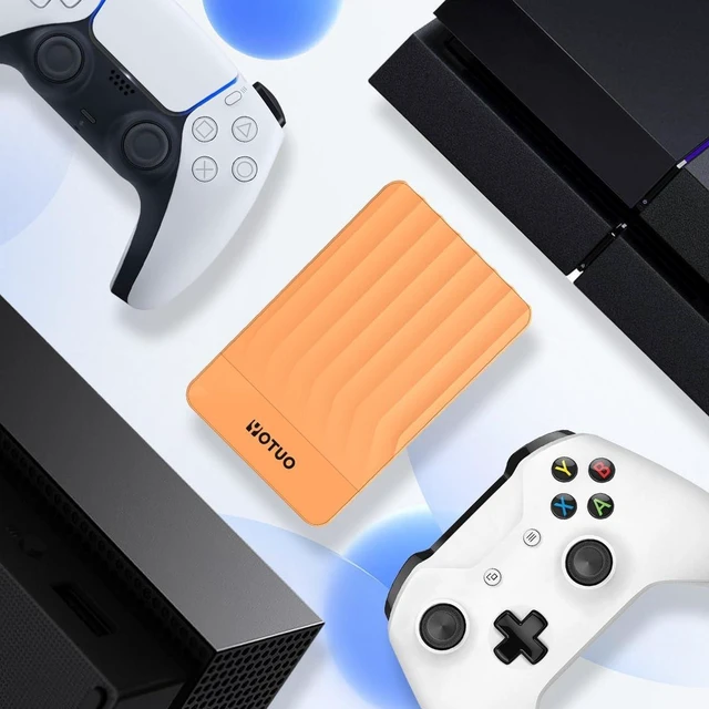 Alt view image 4 of 5 - YOTUO 750GB External Hard Drive, Portable Storage Expansion HDD, USB 3.0 & USB-C for PC, Mac, Desktop, Laptop, Smartphone, PS4, Xbox One, Xbox 360, Office & Game Orange